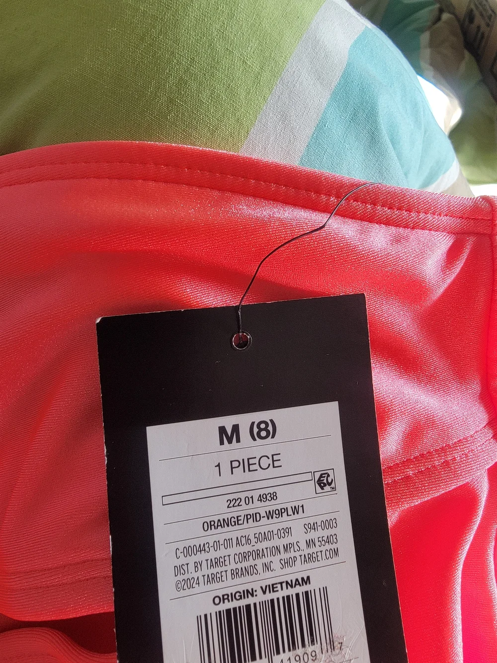 Art Class Girls One Piece Bathing Suit. Fluorescent Orange. Size S(6/7) & M(8)